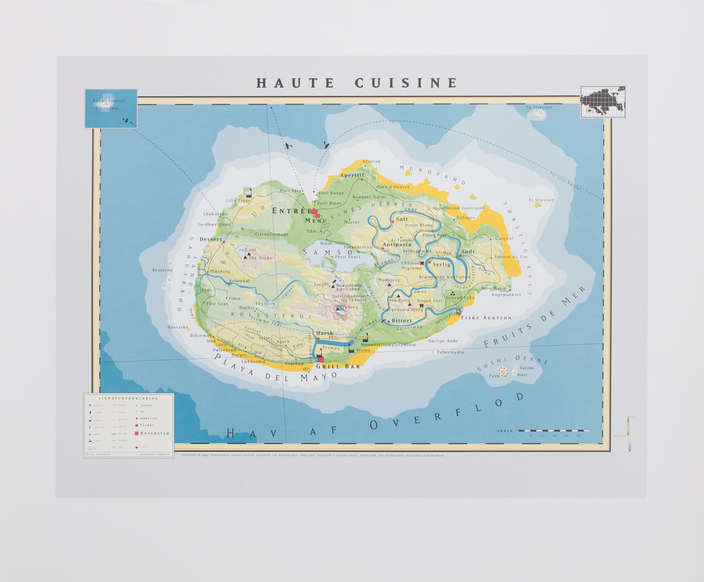 På dette kreative landkort med titlen Haute Cuisine kan du besøge Playa del Mayo eller tage på Grill Bar. Et oplagt visuelt værktøj at tage udgangspunkt i til en snak om mad og madkultur. 
